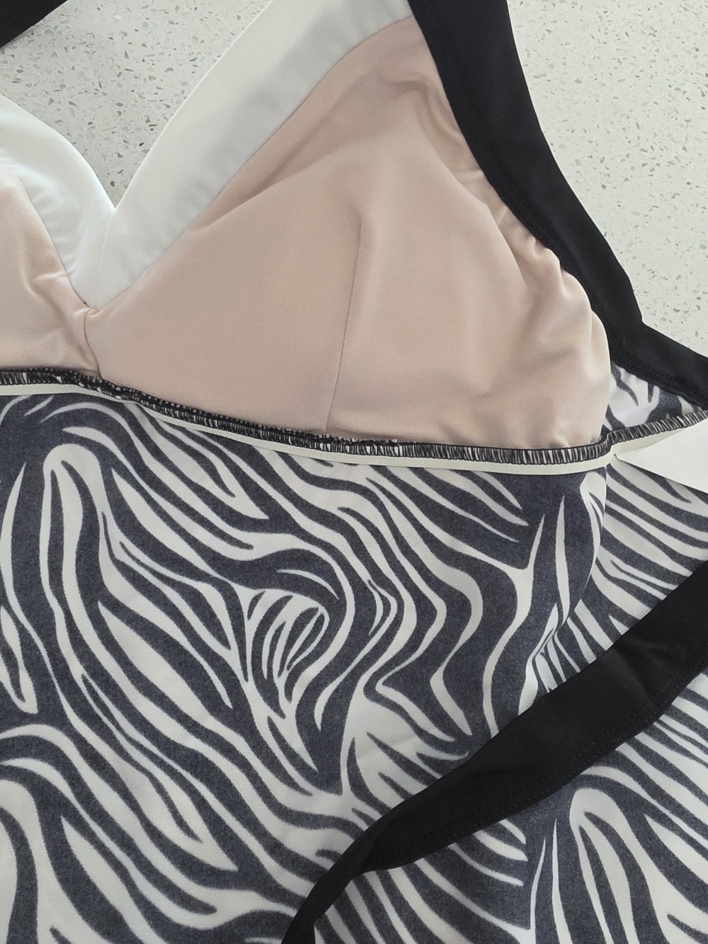 Zebra Swimtop Print Halter Chemise - Black & White M - Picture 7 of 10